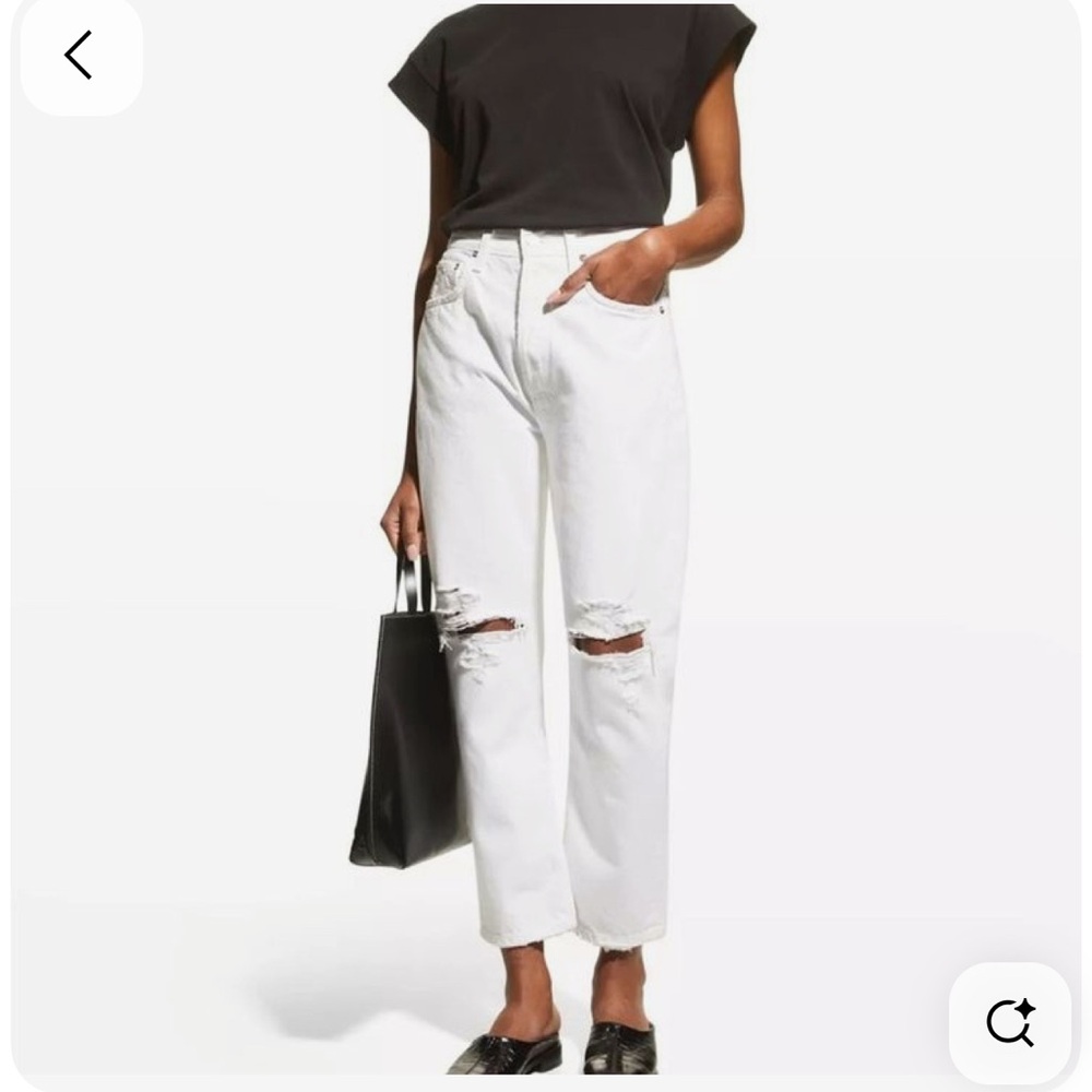 Agolde Riley White Straight Leg Jeans